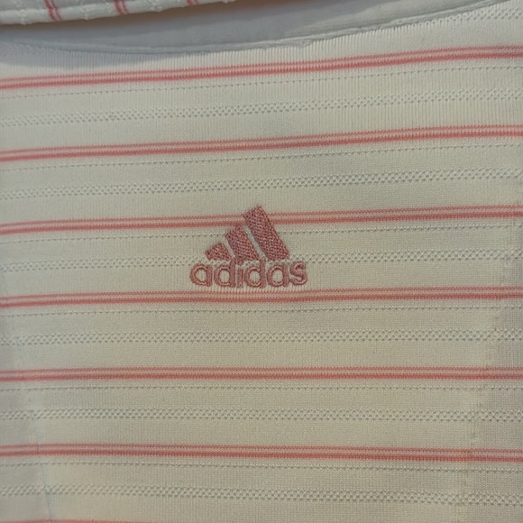 Adidas Climalite Pink White Stripe Embroidered Crofton Country Club Golf Shirt - Picture 9 of 12